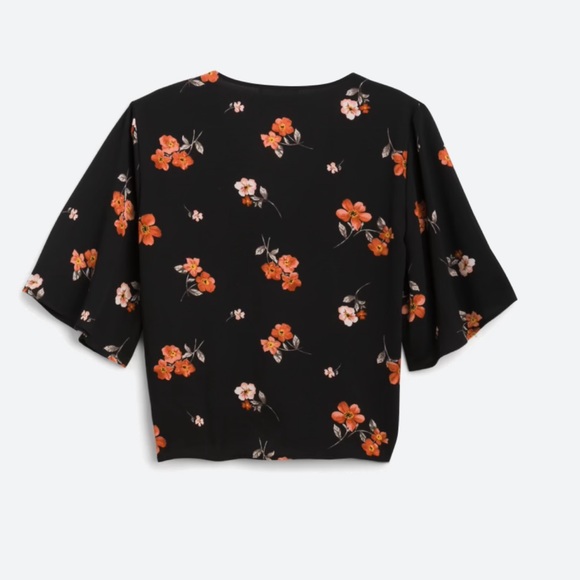 Lush Krisantha Black Floral Tie Front Blouse - Picture 2 of 10